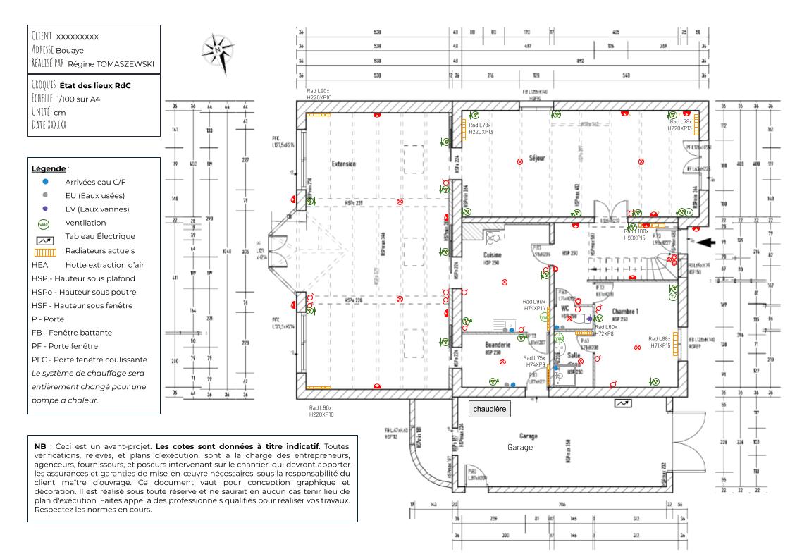 plan technique état des lieux maison existante renovation bouguenais reze